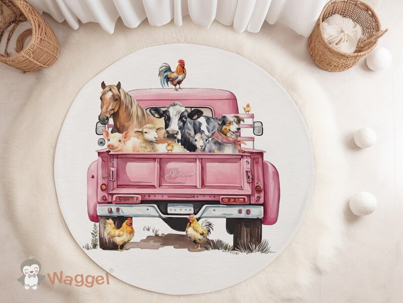 Vloermat Farmlife truck pink