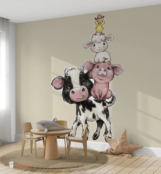 Fotobehang boerderijdieren stapelkoe contour gesneden