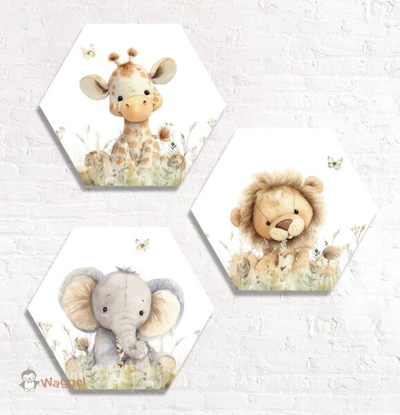 Hexagon set Sweethearts olifant, leeuw en giraf