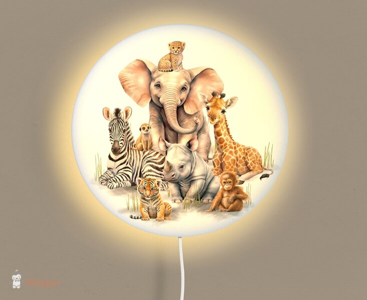 Wandlamp rond African jungle