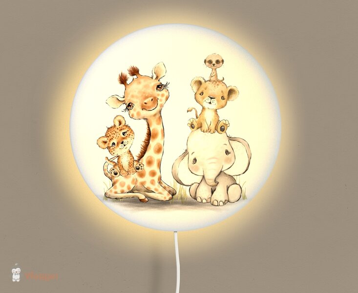 Wandlamp rond Jungle cuties