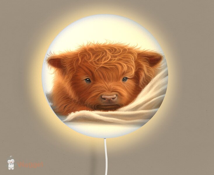 Wandlamp rond Sweet dreams schotse hooglander