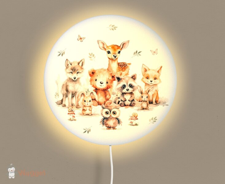 Wandlamp rond Dreamy woods babies