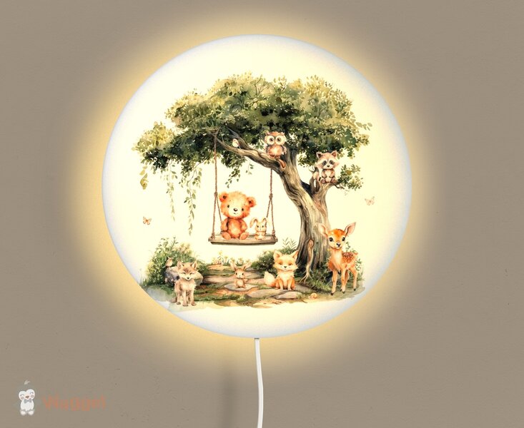 Wandlamp rond Dreamy woods babies swing