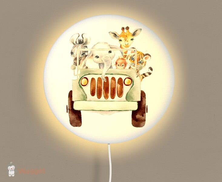 Wandlamp rond jungle jeep