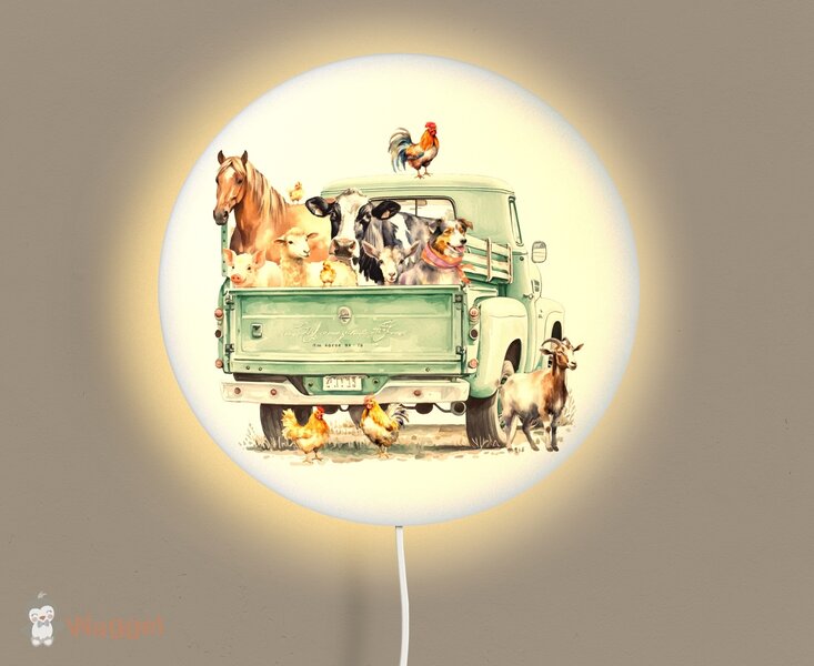 Wandlamp rond Farmlife truck mint