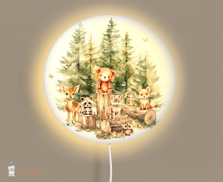 Wandlamp rond Dreamy woods babies on trees