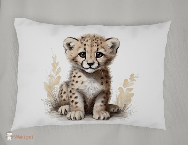 Kussensloop Jungle naturel cheetah 60x40 cm