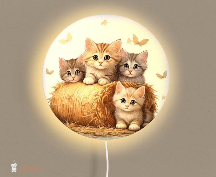 Wandlamp rond Vintage Farm kittens