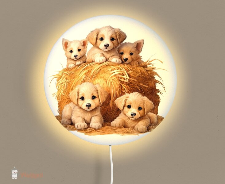 Wandlamp rond Vintage Farm puppy&#039;s