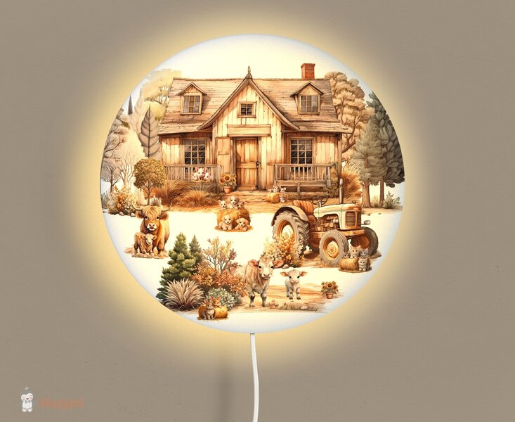 Wandlamp rond Vintage Farm 