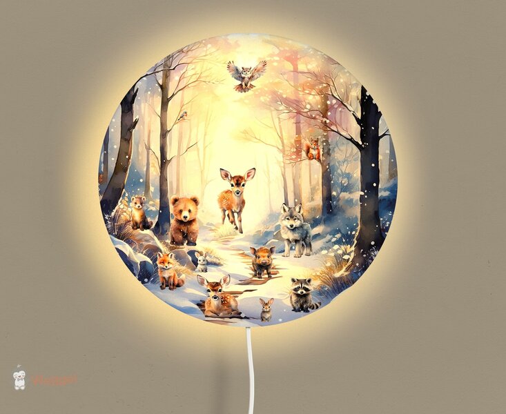 Wandlamp rond Winter Wonderland Woodland