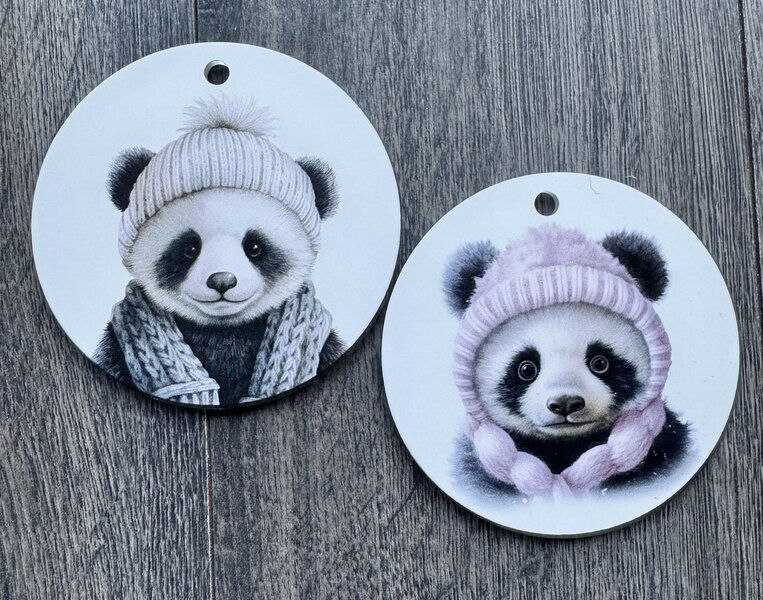 Kerstset panda&#039;s plexiglas kersthangers