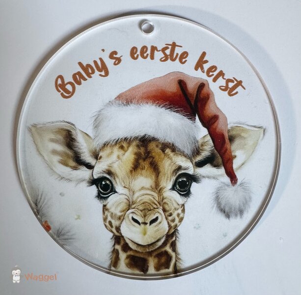 Kerst ornament giraf doorzichtig