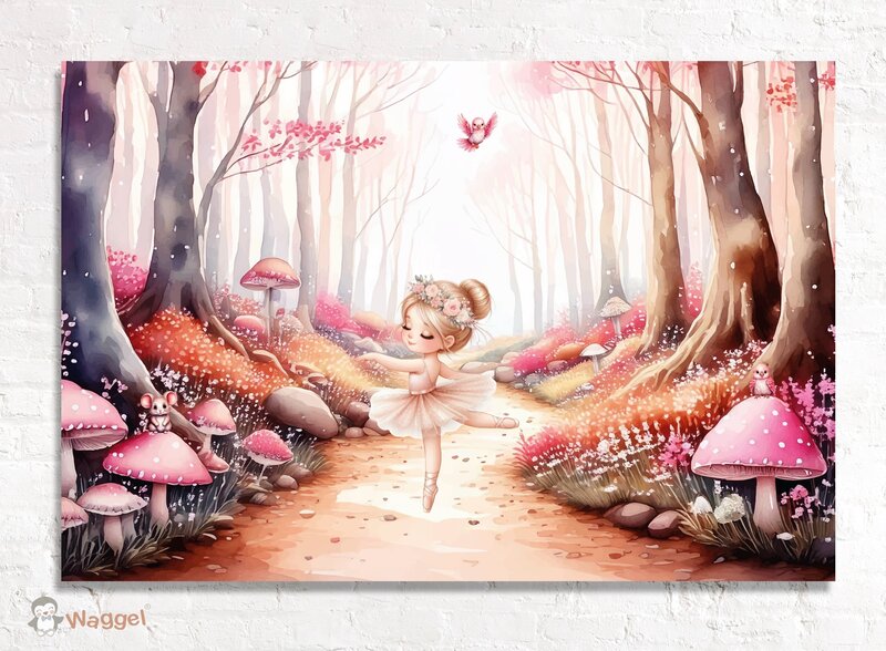 Wandpaneel Ballerina girl Dancing in the woods