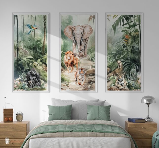 Behang panelen (set van 3)  Tropical jungle walk with me