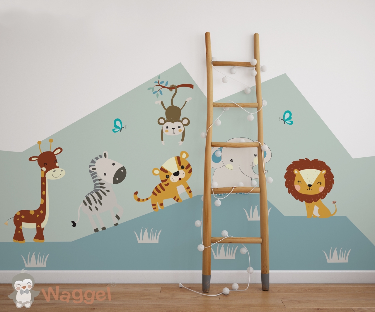 begaan bekken het is mooi Safari behang baby en kinderkamer decoratie - Waggel® en vriendjes